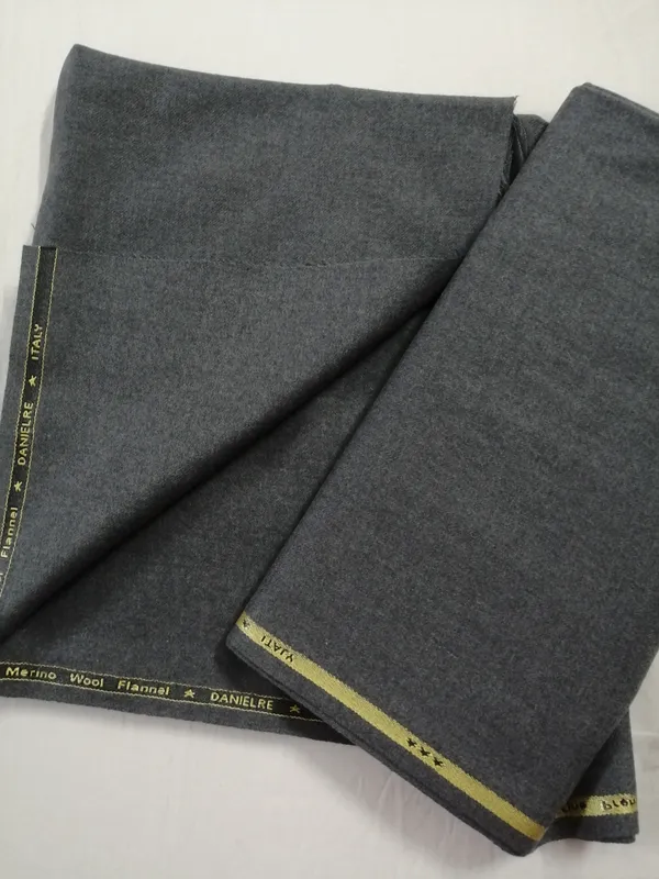 Australian Merino Wool Flannel, Dark Grey Coat length ; made in Italy