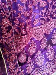 Beautiful shade of Mauve Net Lehenga with Shimmering Zari Embroidery Work - Semi Stitched