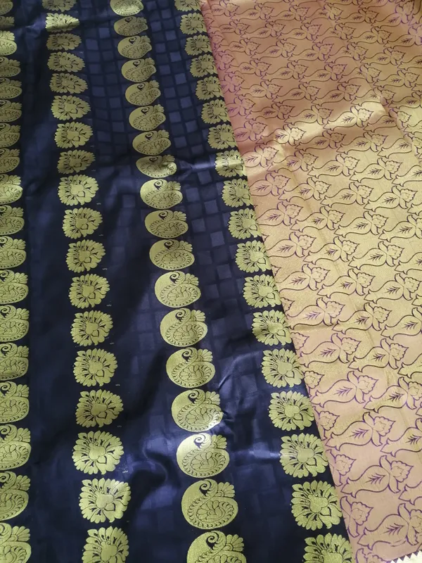 Black Cotton Silk Saree with Self Check and  All Over Beautiful Zari Butis and Intricate woven Border.