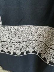 Black woolen stole with Kashmiri embroidery
