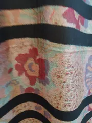 Modal Silk Cotton Jamewar Reversible Stole in Smart Black and multicolour weaves