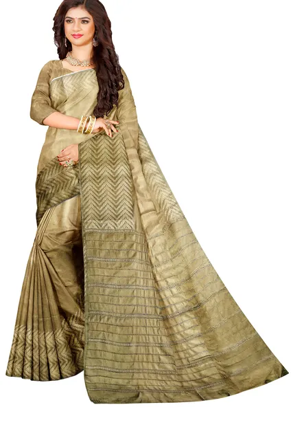 Pure Silk Moss Green Saree with Smart Weaved Border( with silk mark)