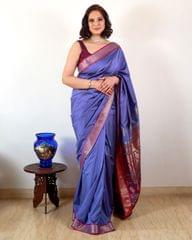 Bomkai Silk Saree in Orchid colour with Cherry Red aanchal