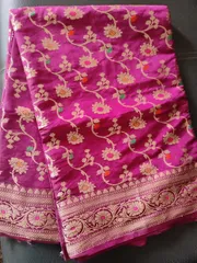 Beautiful Banarsi Silk Saree in Puplish Pink with All Over Heavy Zari and Resham Jaal work