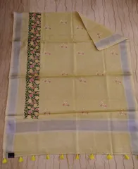 Beautiful Banarsi Tissue saree in Lemon Yellow with Hand Embroidery & Chikankari work