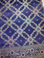 Beautiful Banarsi Dupion Silk Saree in Navy Blue colour in Gharchola Design