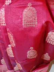 Pure Banarsi Silk Saree in Barn Red with Beautiful Copper Zari Work
