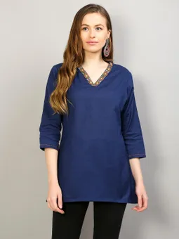 V Neck Solid Tunic Front