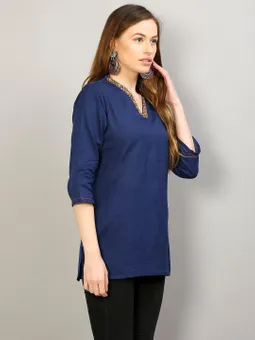 V Neck Solid Tunic Closer Two