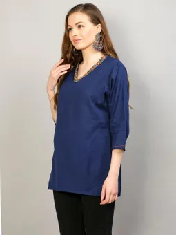 V Neck Solid Tunic Closer One