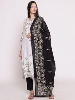 Floral Printed Kurta Trouser Dupatta Closer Three