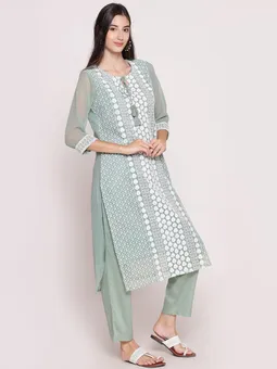 Geometrical Printed Kurta Trouser Dupatta Closer Two