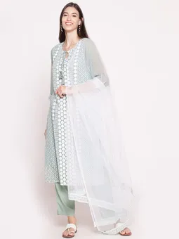 Geometrical Printed Kurta Trouser Dupatta Closer Three