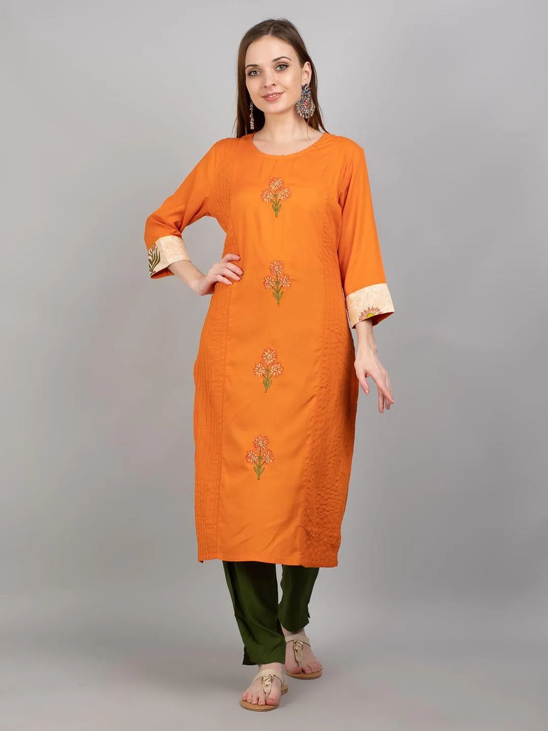 Straight Embroidered Kurta Front