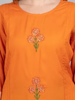 Straight Embroidered Kurta Closer Three