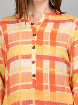 Multi Checks Kurta Closer Three