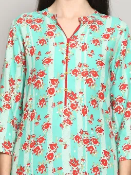 Floral Print Kurta Closer Three