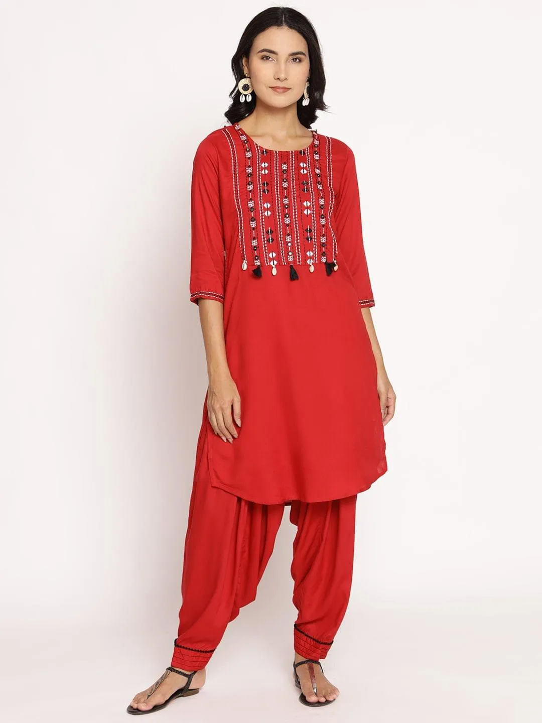 Embroidered Kurta With Salwar Front