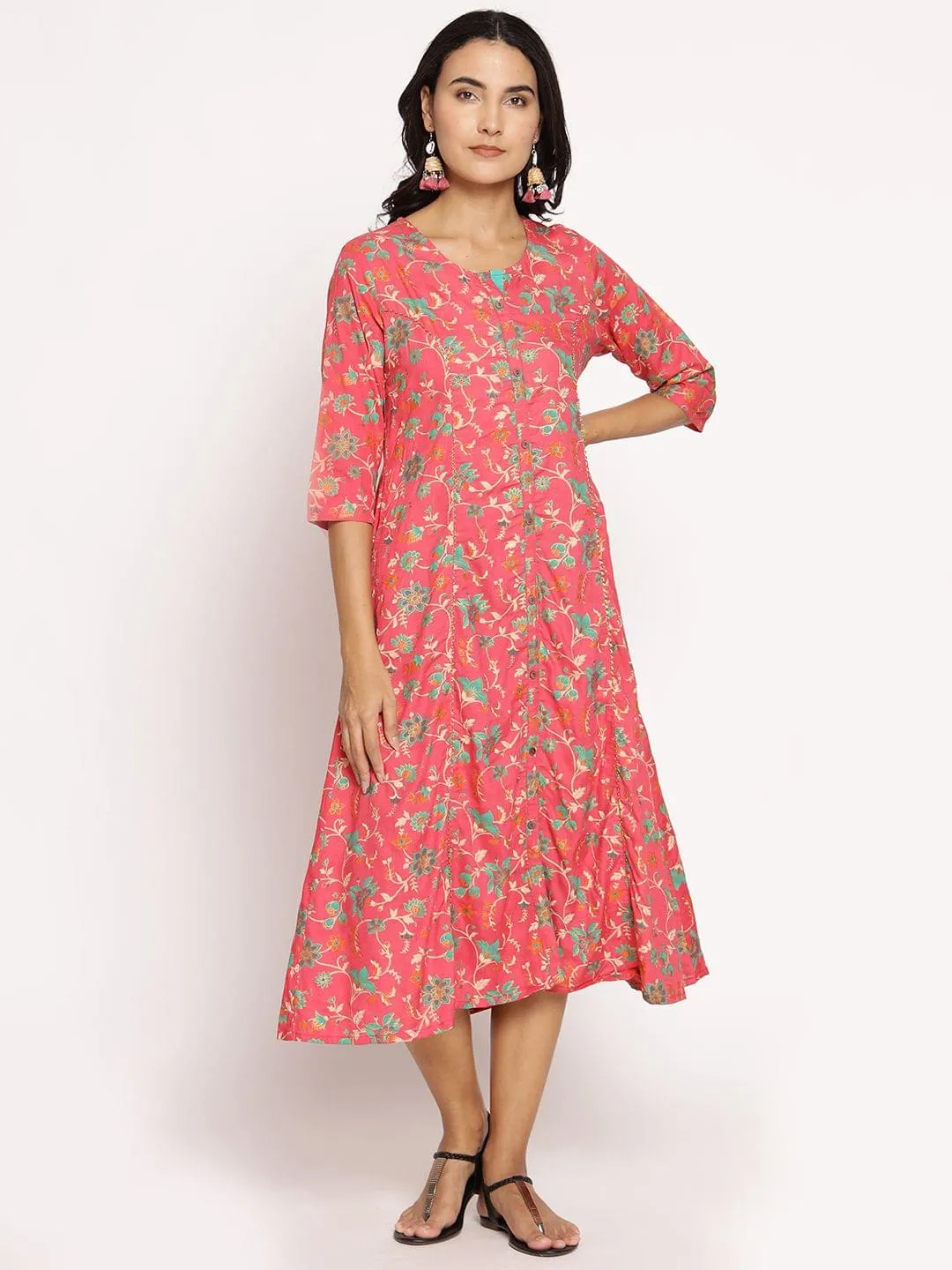 Fit and Flare Printed Dress Front
