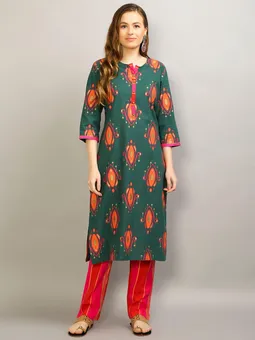 Printed Kurta With Trouser Front