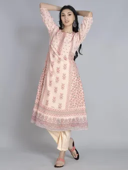 Floral Printed Kurta With Trouser Closer Three
