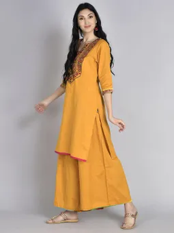 Embroidered Kurta With Wide Leg Pant Closer One