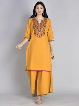Embroidered Kurta With Wide Leg Pant Front