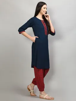 Solid Kurta With Harem Pant Closer Three