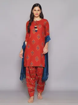 Floral Short Kurta Salwar Dupatta Front
