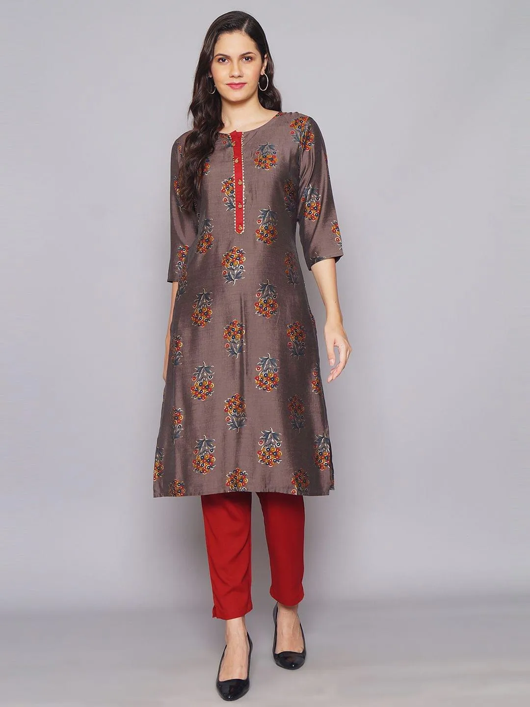 Floral Kurta With Trouser Front