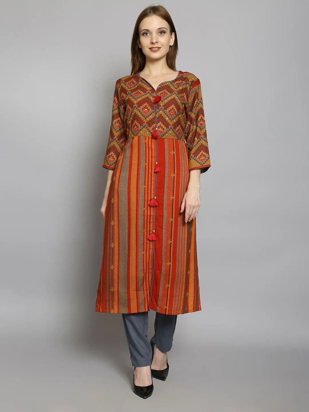 Straight Kurta With Trouser Front