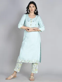 Round Neck Kurta With Trouser Front