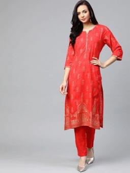 Ornamental Kurta With Pant Front