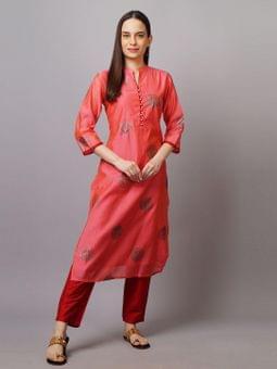 Straight Kurta With Trouser Front