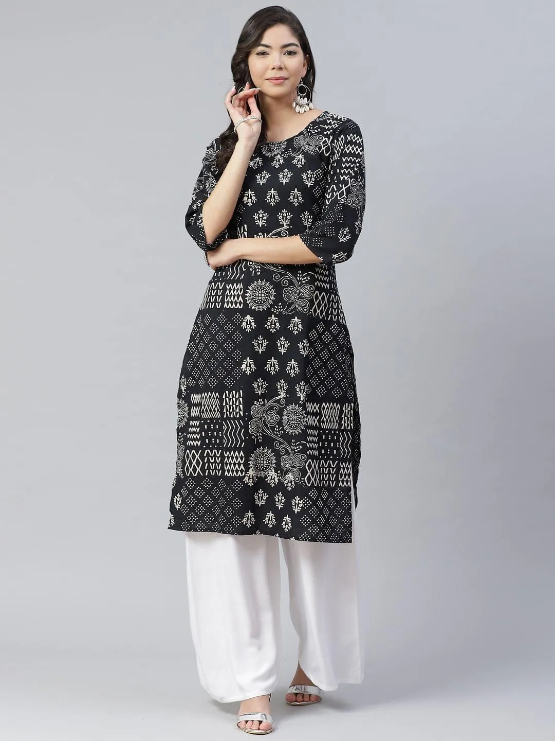 Abstract Printed Kurta Front