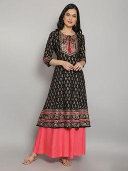 Ornamental Kurta Wide Leg Pant Dupatta Front