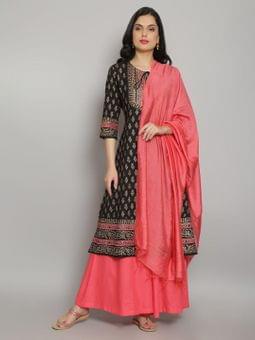 Ornamental Kurta Wide Leg Pant Dupatta Fourth Closer