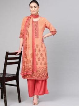 Printed Kurta Palazzo With Dupatta Front