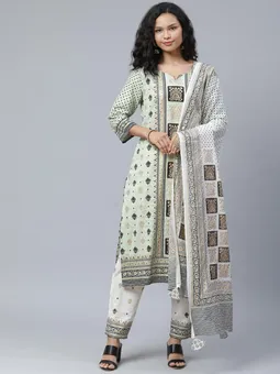 Ornamental Kurta With Pant Dupatta Front