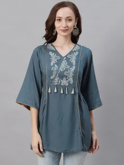 Rayon Embroidery Tunic Front
