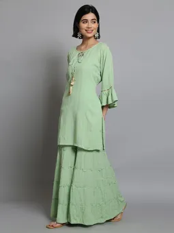 Solid Kurti Inner With Sharara First Closer