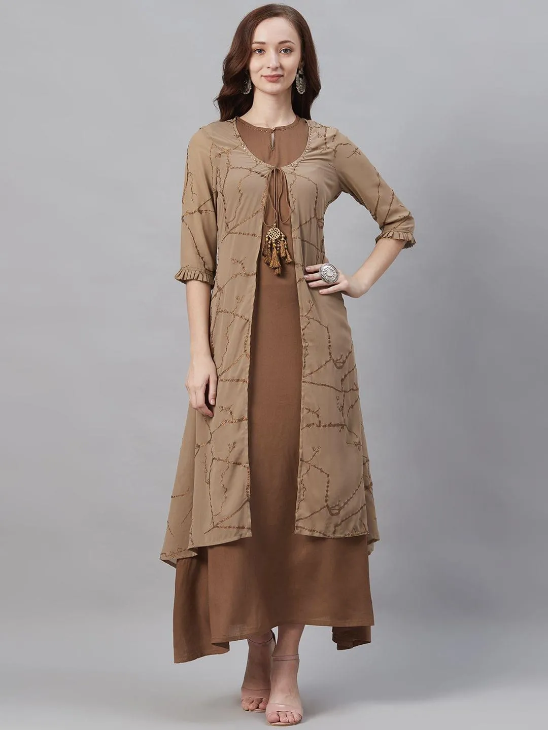 A-line Abstract Dress With Cape Front