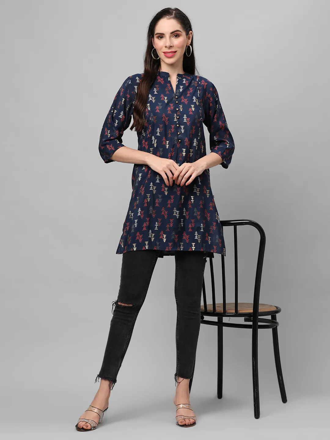 Abstract Printed Tunic Front