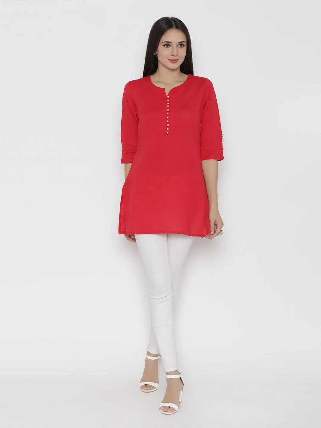 Round Neck Solid Tunic Front