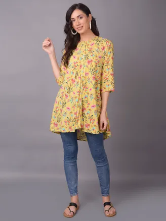 Yellow Floral Printed Tunic