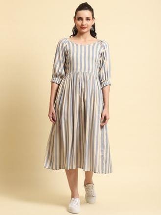 Blue Stripe Printed Dress