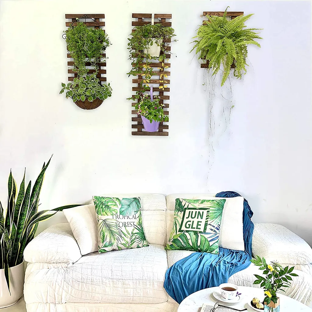 29 x 5 x 40 cm + 60 cm + 90 cm - Set of 3 - Wooden Hanging Wall Frame/Planter Stand