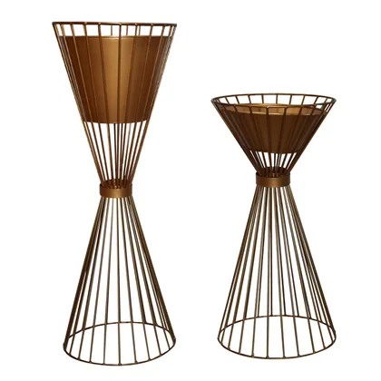 Buy Set of 2 - Metal Wire Based Decorative Plants Stand for Indoor / Outdoor - Gold Online | Urvann.com