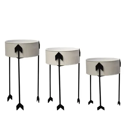 Buy 10 x 10 x 20.5 Inch - Set of 3 - Metal Planter Stand with Pots in Arrow Shape design Pot Holder - White Online | Urvann.com