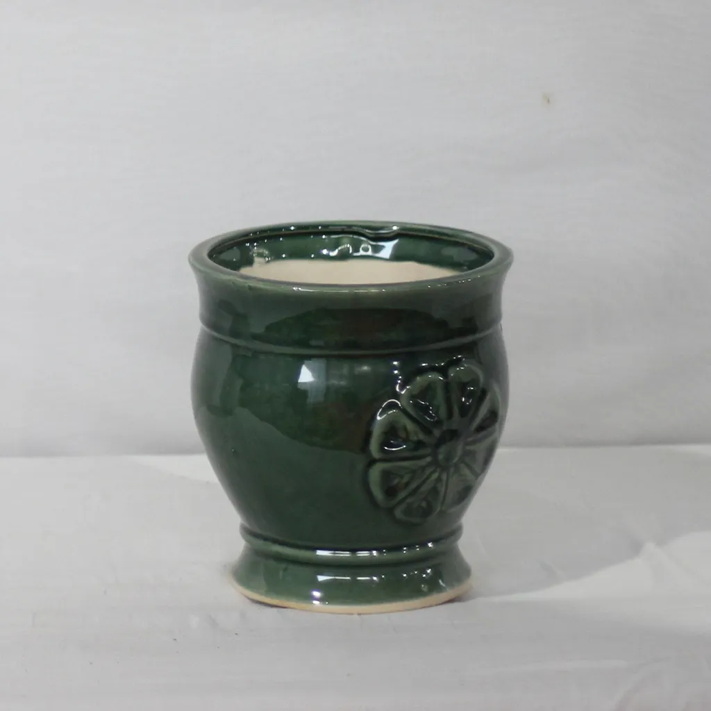 6X8 Inch Dark Green Matka Ceramic Planter